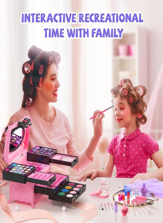 GORISPI Kids Makeup Sets for Girls, 66pcs Real Cosmetic for Kids Toys with Mirror, Princess Washable Girls Makeup Kit, Non-Toxic & Safe Brithday Gifts for 3 4 5 6 7 8 10 - 12 Years Old（Pink Black） - Image 4